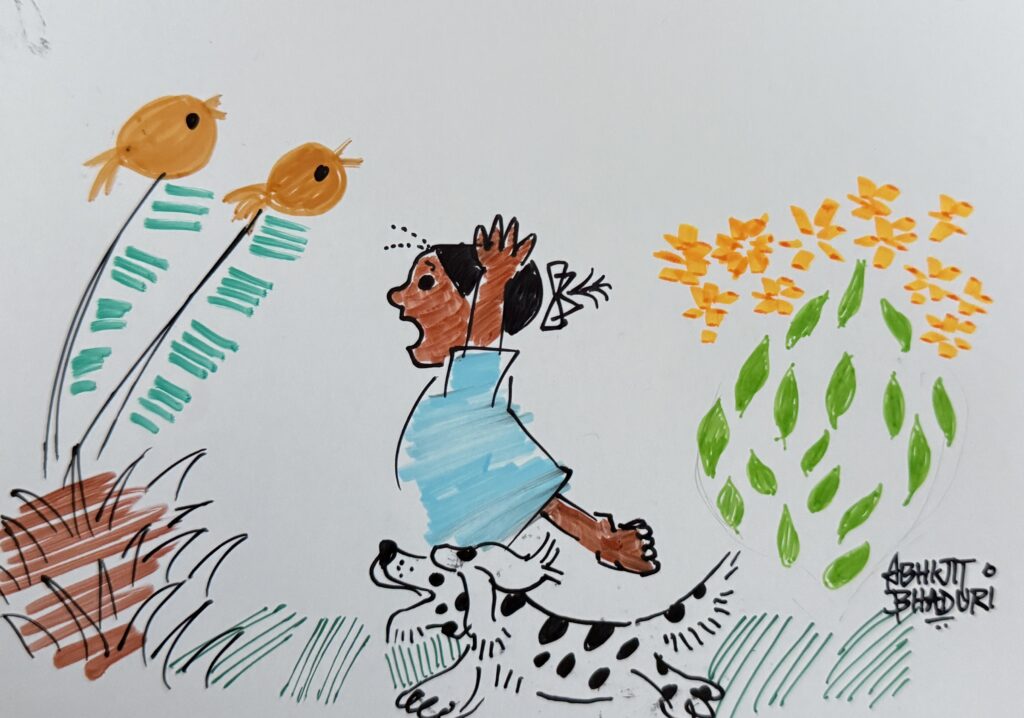 Kid running through the fields