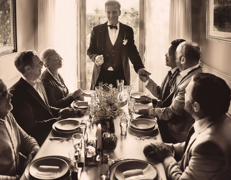 Thomas Edison welcoming his guests