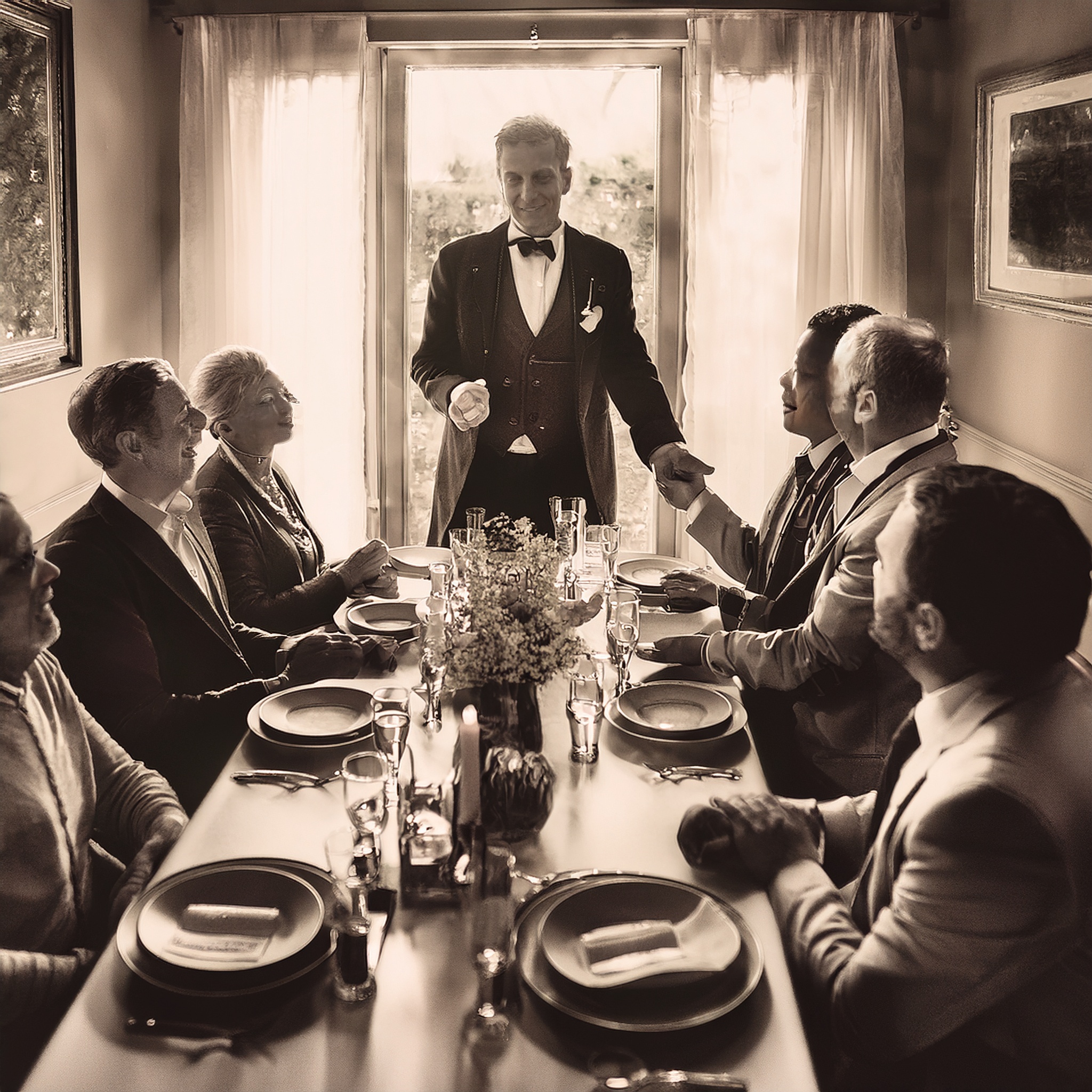 Thomas Edison welcoming his guests