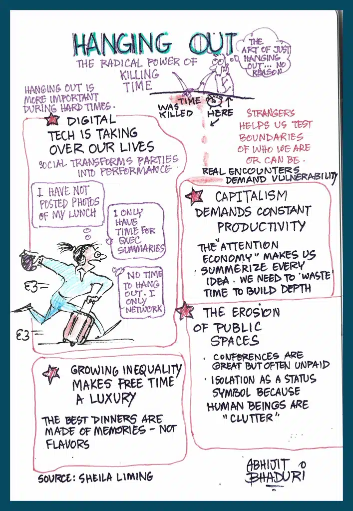 Book Review: "Hanging Out: The Radical Power of Killing Time" explores how modern life limits free time and the importance of genuine human connection.