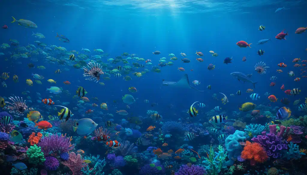 Vibrant underwater scene filled with diverse marine life showcases nature's ecosystem, reminiscent of navigating The CEO Succession Trap's complex challenges.